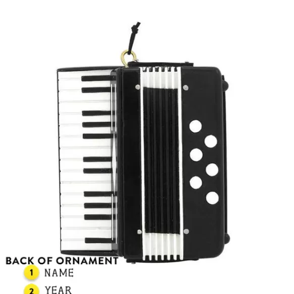 Clearance Accordion Ornament - Black Music