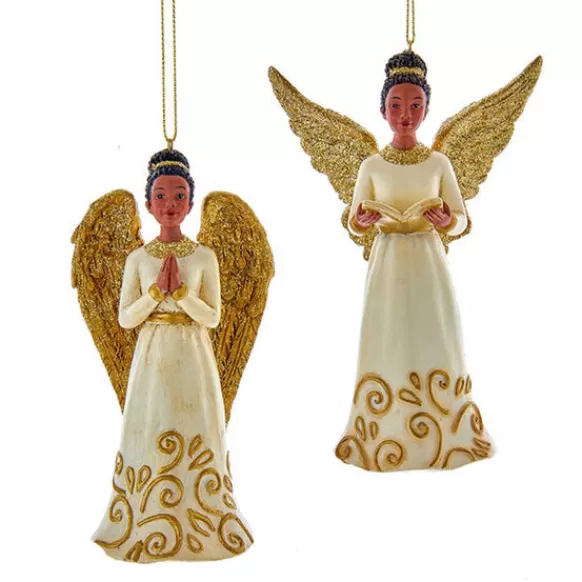 Hot African American Ivory And Gold Angel Ornaments Angels & Religious