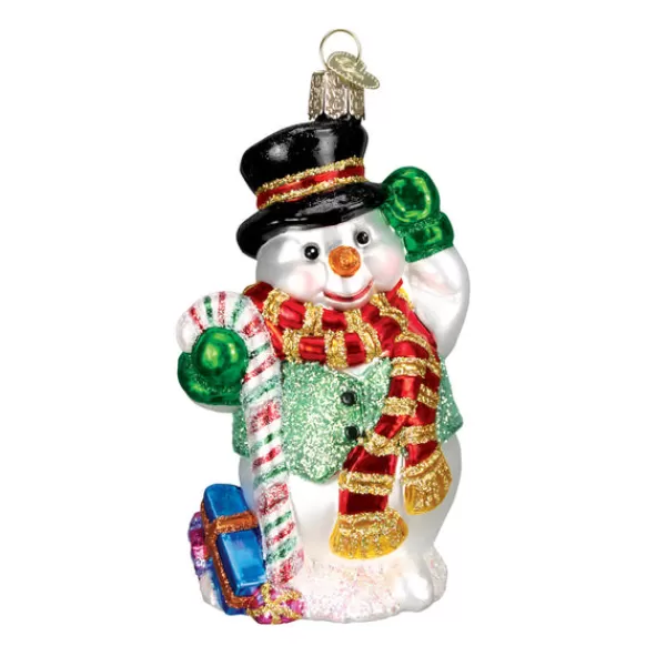 Outlet Old World Christmas Candy Cane Snowman Ornament -