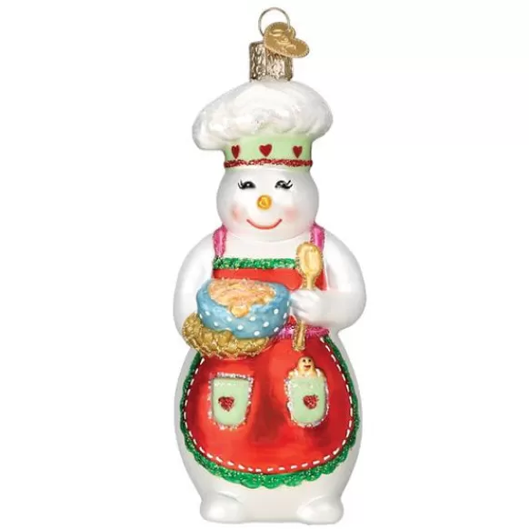 Hot Old World Christmas Chef Snow Woman Ornament -