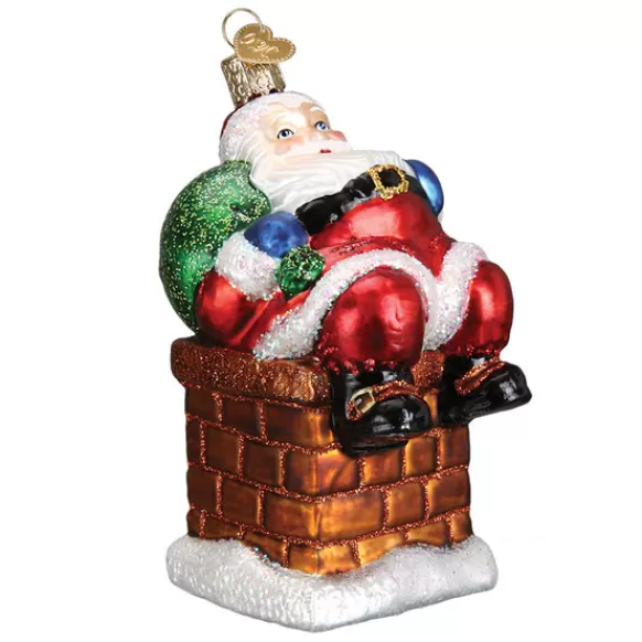 Outlet Old World Christmas Chimney Stop Santa Ornament -