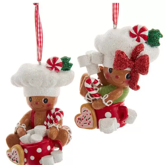 Store Kurt Adler Gingerbread With Hot Cocoa & Marshmallows Ornaments