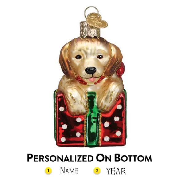 New Old World Christmas Golden Puppy Surprise Ornament -