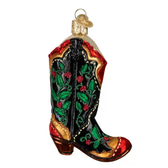 Best Holly Berry Cowboy Boot Ornament - Horse & Farm