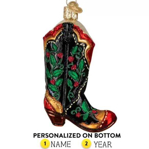Best Holly Berry Cowboy Boot Ornament - Horse & Farm
