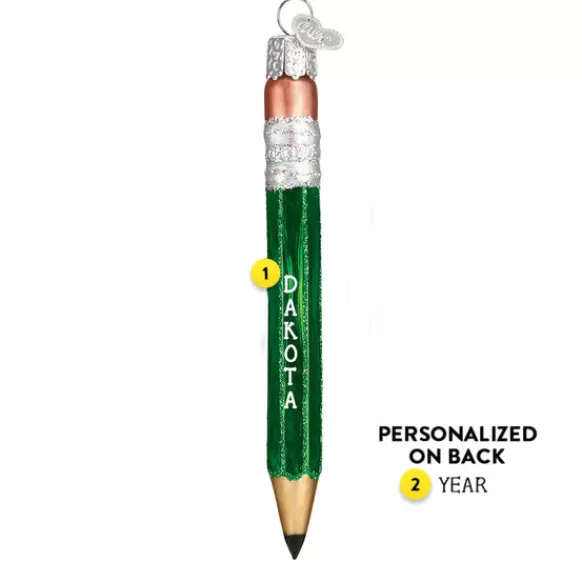 Store Pencil Ornament - Green - School Days