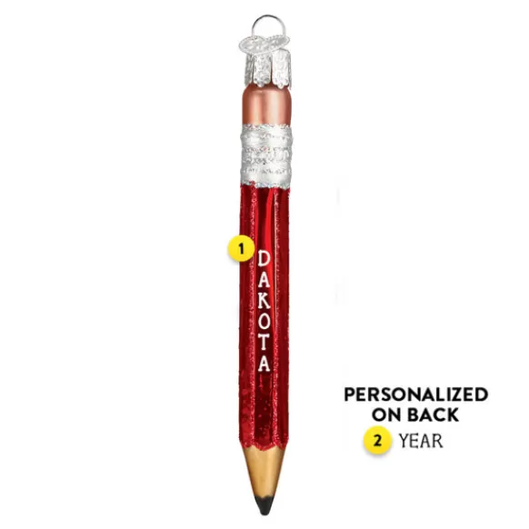 Outlet Pencil Ornament - Red - School Days