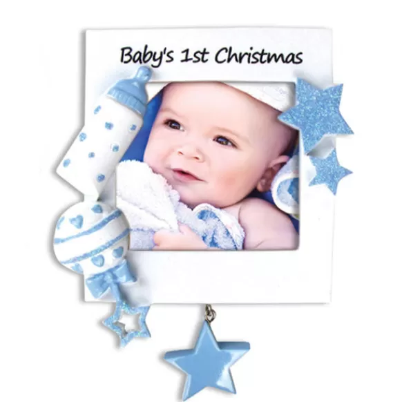 Cheap Personalized 1St Christmas Baby Picture Frame Ornament-Blue Picture Frames