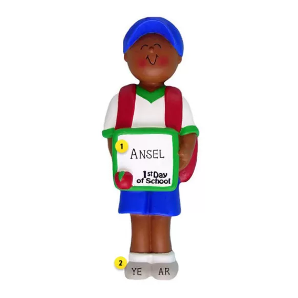 Best Sale Personalized 1St Day Of School Ornament - African-American Male School Days