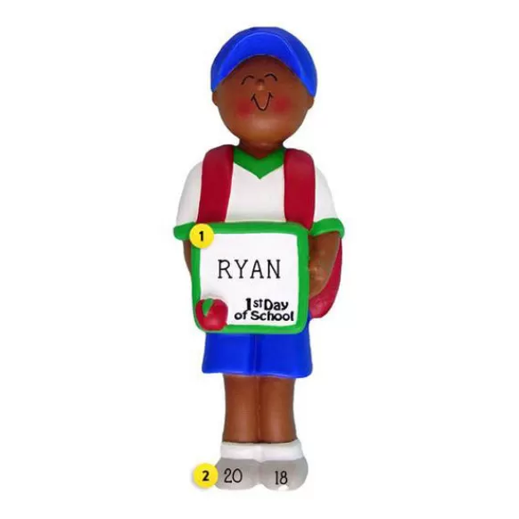 Best Sale Personalized 1St Day Of School Ornament - African-American Male School Days