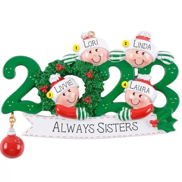 Best Personalized 2023 Always Sisters Ornament - Four Sisters Family Members