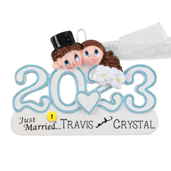 Discount Personalized 2023 Dated Wedding Couple Ornament Engaged, Wedding, & Anniversary