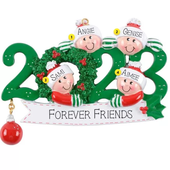 Cheap Personalized 2023 Forever Friends Ornament - Four Friends Friends