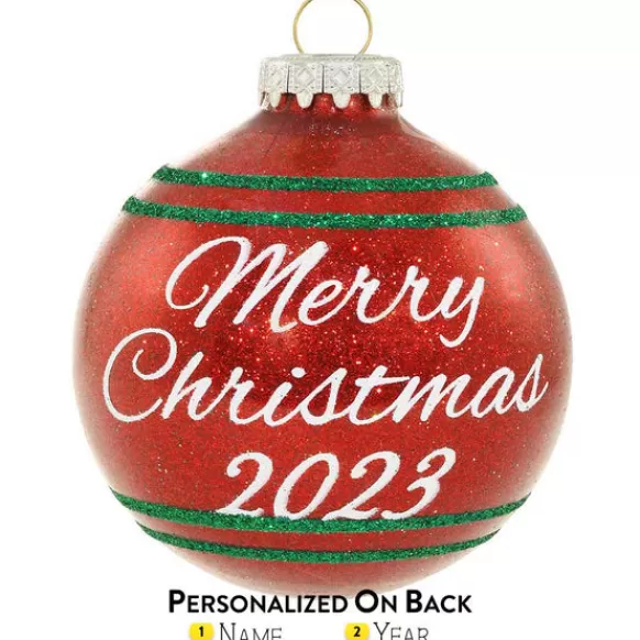 Discount Bronners Personalized 2023 Merry Christmas Glass Bulb Ornament