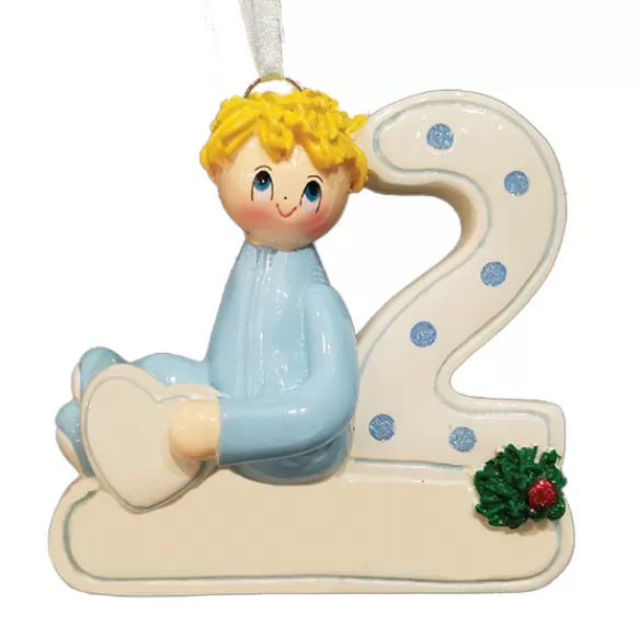 Hot Personalized 2Nd Christmas Blonde Boy Ornament Growing Up