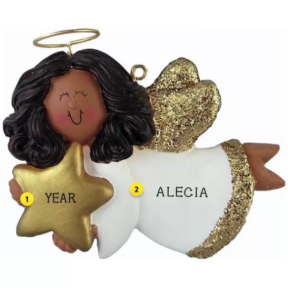 Store Personalized Angel With Star Ornament - African-American Female Angels & Religious