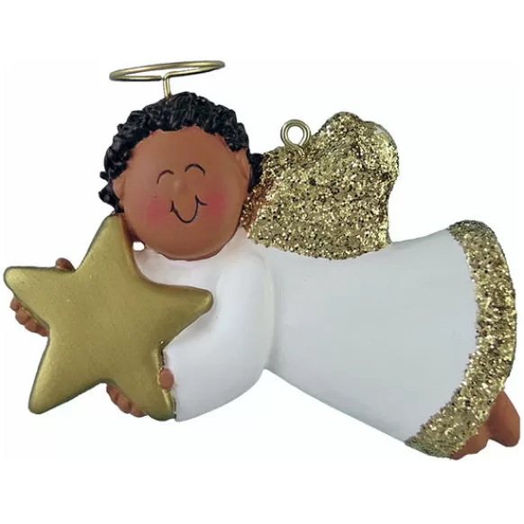 Outlet Personalized Angel With Star Ornament - African-American Male Angels & Religious