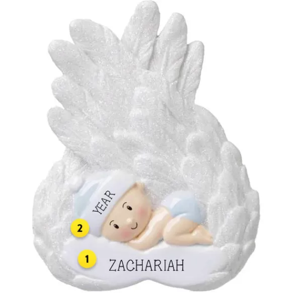 Fashion Personalized Baby Boy Angel Ornament Memorial