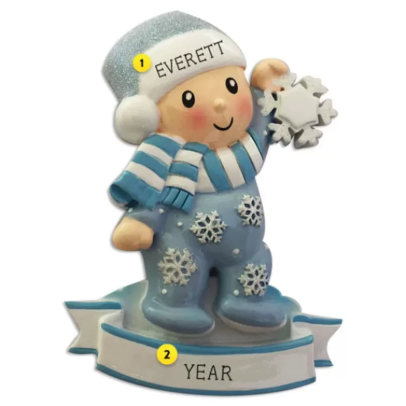 Cheap Personalized Baby Boy In Pajamas Ornament Growing Up