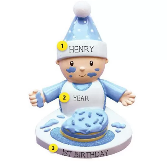 Flash Sale Personalized Baby Boy With Birthday Cake Ornament Growing Up