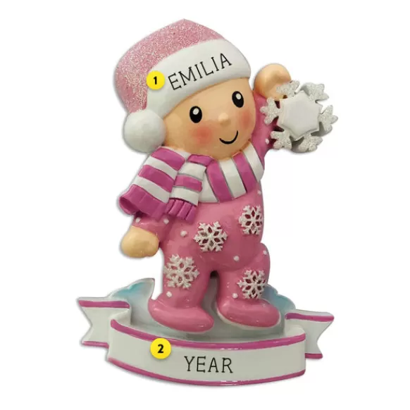 Online Personalized Baby Girl In Pajamas Ornament Growing Up