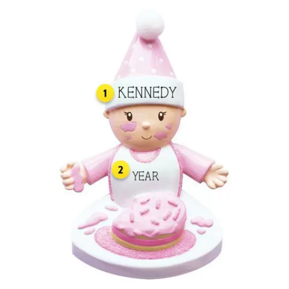 Best Personalized Baby Girl With Birthday Cake Ornament Growing Up