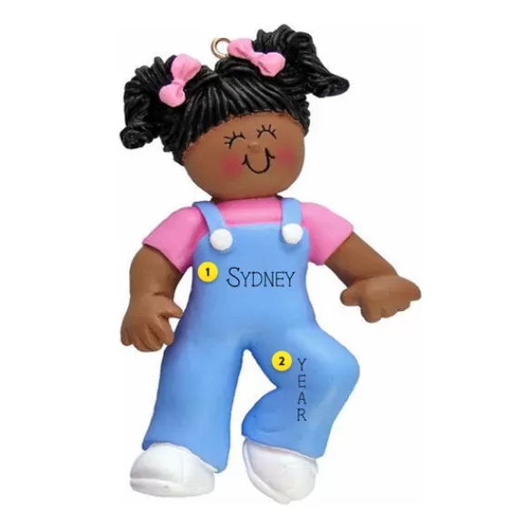 Outlet Personalized Baby's 1St Steps Ornament - Female African American Growing Up