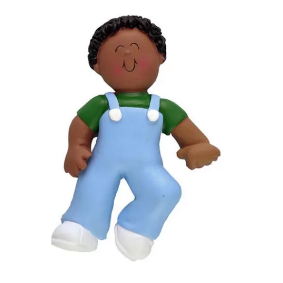 Store Personalized Baby's 1St Steps Ornament - Male African American Growing Up