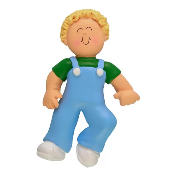 Clearance Personalized Baby's 1St Steps Ornament - Male, Blonde Hair Growing Up