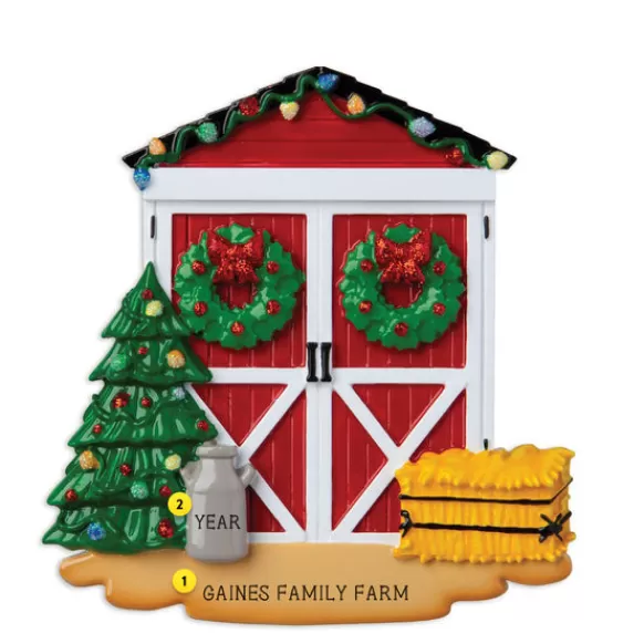 Best Personalized Barn Door Ornament Horse & Farm