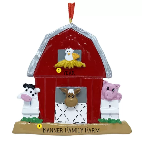 Cheap Personalized Barn With Animals Ornament Animals