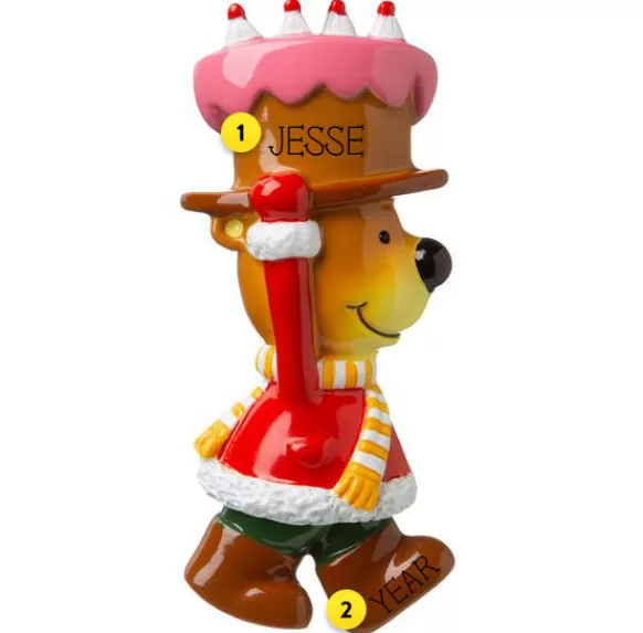 Best Sale Personalized Bear With Cake Ornament Milestones & Special Occasions