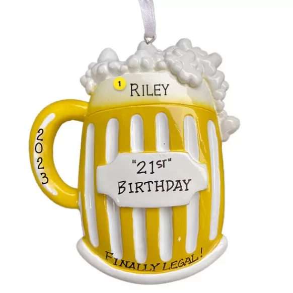 Sale Personalized Beer Mug Ornament-21St Birthday Milestones & Special Occasions