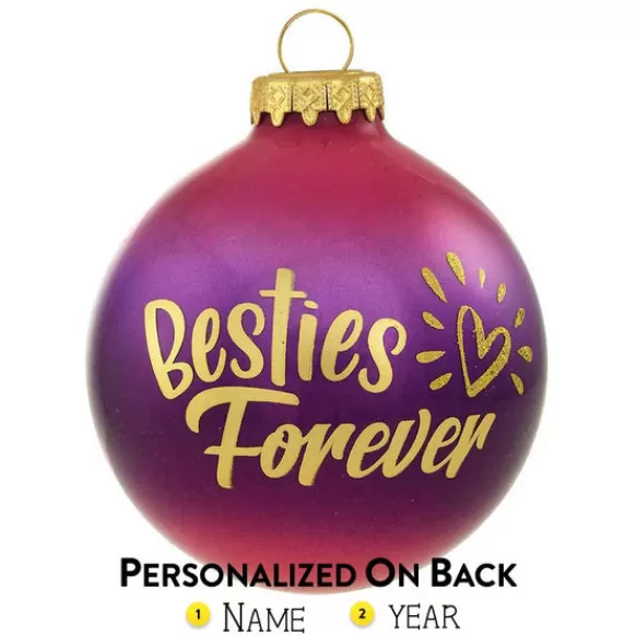 Cheap Personalized Besties Forever Glass Bulb Ornament Friends