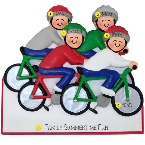 Best Ornament Central Personalized Bicycling Family Of 4 Ornament