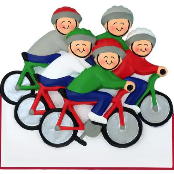 Cheap Ornament Central Personalized Bicycling Family Of 5 Ornament