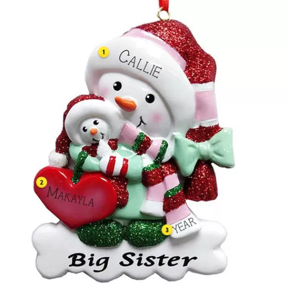 Shop Personalized Big Sister Snowman Ornament Family Members