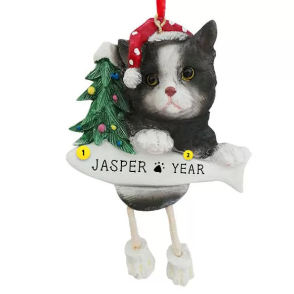 Best E & S Imports Personalized Black & White Cat Ornament