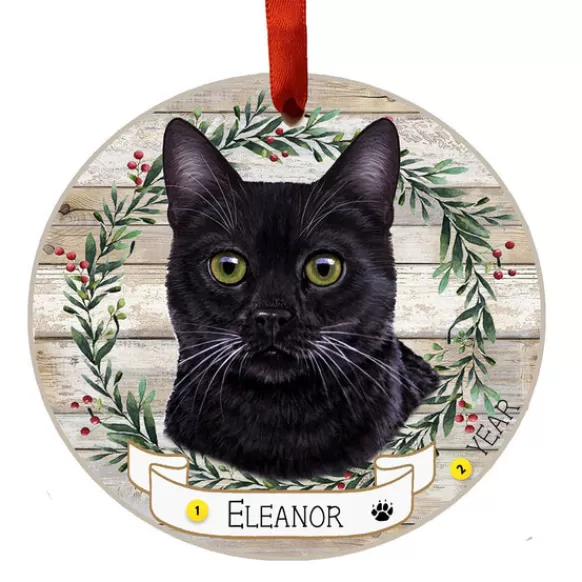 Store E & S Imports Personalized Black Cat Ornament