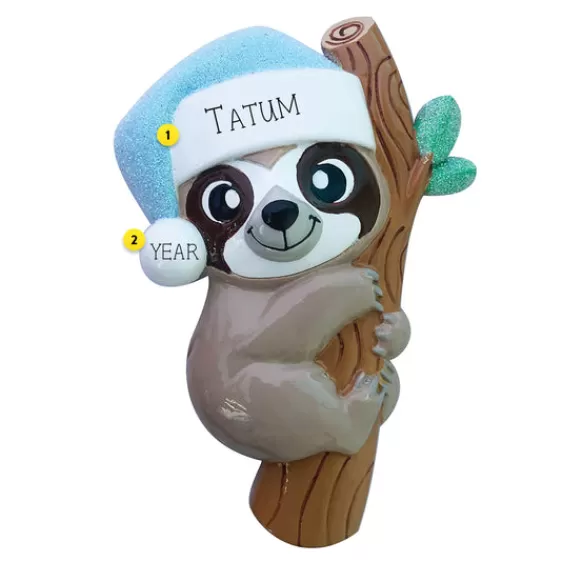 Cheap Personalized Blue Baby Sloth Ornament Animals