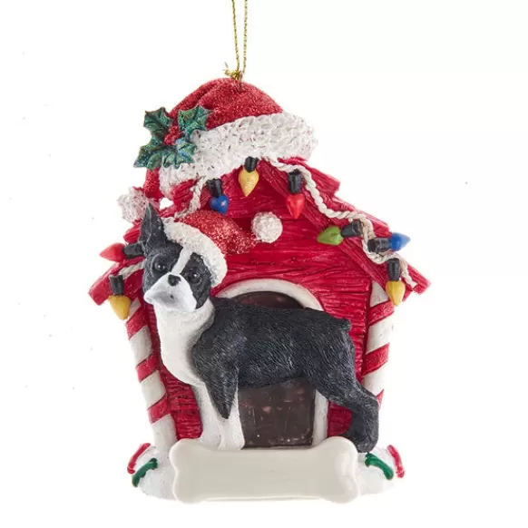 Store Kurt Adler Personalized Boston Terrier In Dog House Ornament