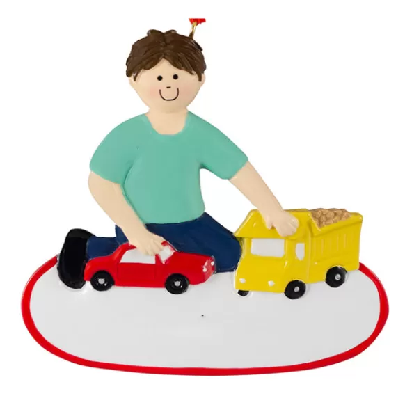 Hot Personalized Boy With Car & Truck - Brown Hair Kids