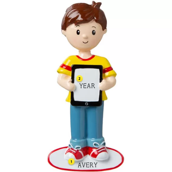 Sale Personalized Boy With Ipad/ Tablet Ornament School Days