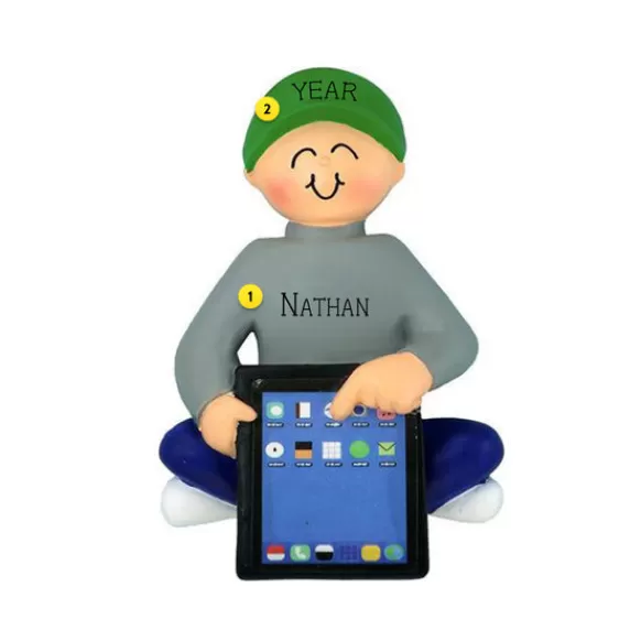 Best Personalized Boy With Tablet Ornament School Days