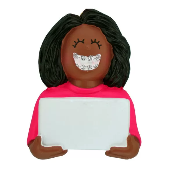 Store Personalized Braces Ornament - African-American Female Growing Up