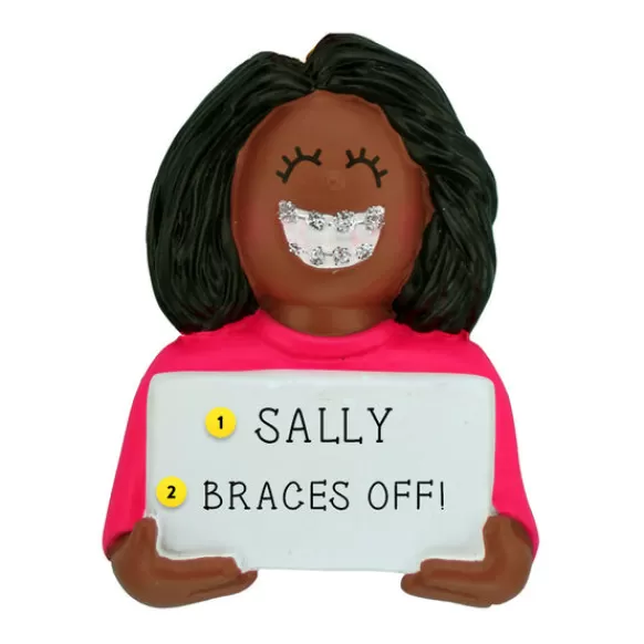 Store Personalized Braces Ornament - African-American Female Growing Up