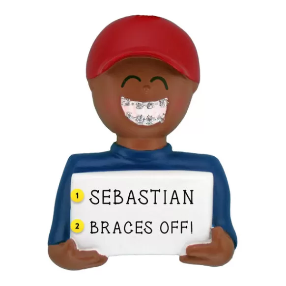 Shop Personalized Braces Ornament - African-American Male Growing Up