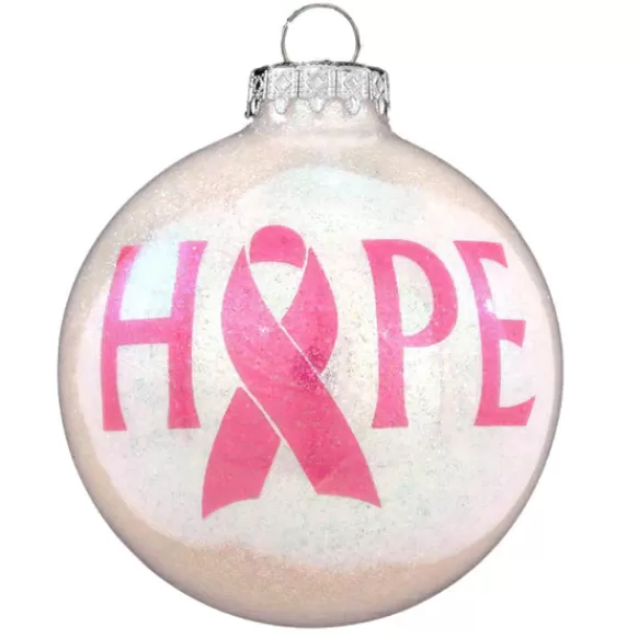 Cheap Personalized Breast Cancer Ribbon - Hope Glass Ornament Inspirational