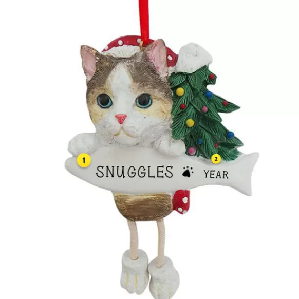 New E & S Imports Personalized Calico Cat Ornament