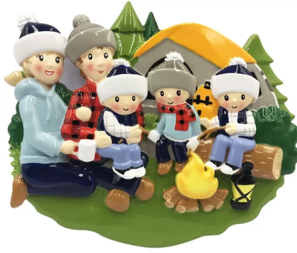 Best PolarX Personalized Camping Family Of 5 Ornament